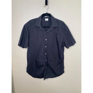 Culturata Mens Black Polka Dot Short Sleeve Button-Up Shirt Size XL Italy Cotton